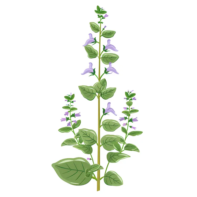 Tall Purple Flowering Plant with Green Leaves