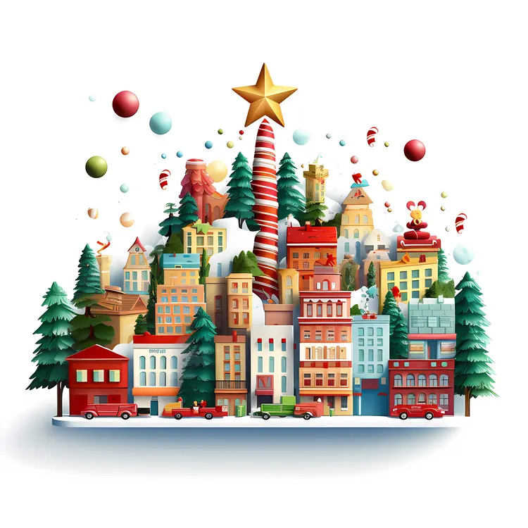 Christmas Miniature Cityscape with Star