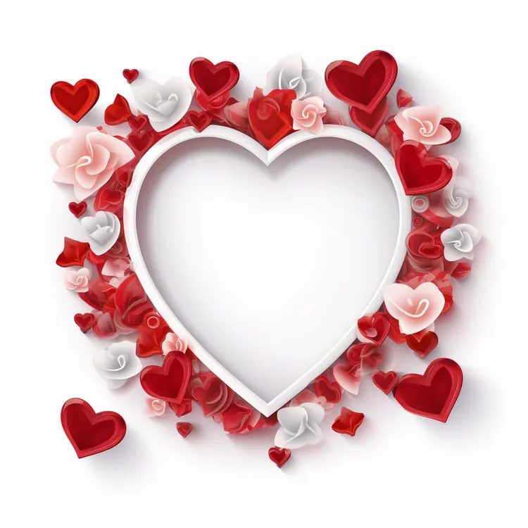 Heart Shape Frame with Red and Pink Roses
