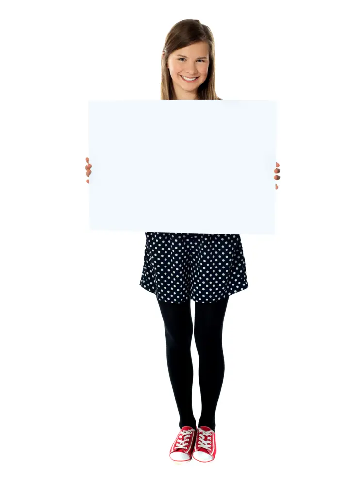 Woman Holding Blank Sign