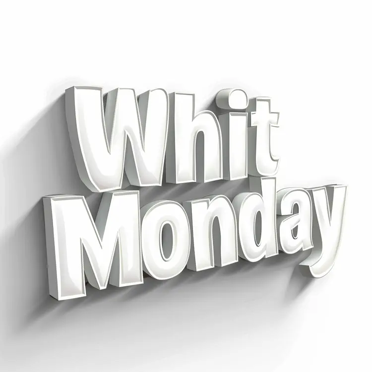 Whit Monday Text in White