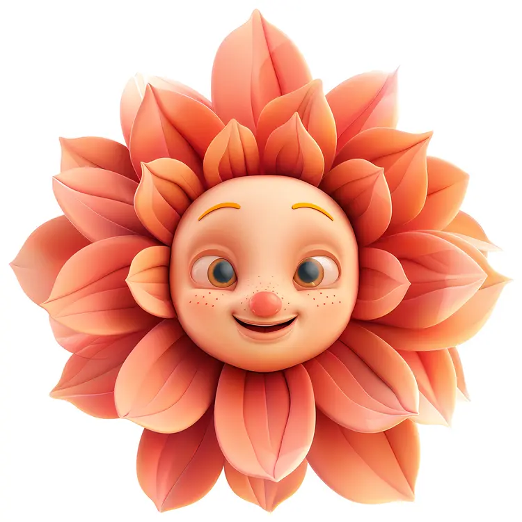 Cute Orange Flower Cartoon