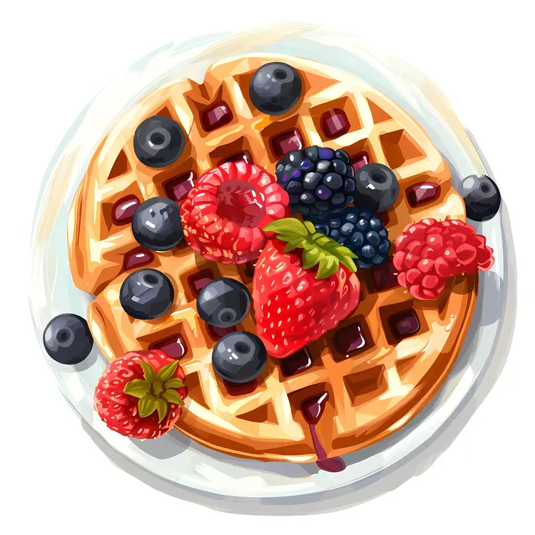 Delicious Waffle with Fresh Berries