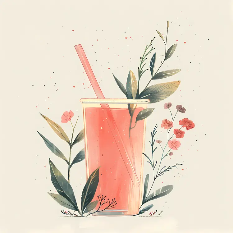 Pink Drink with Floral Decoration