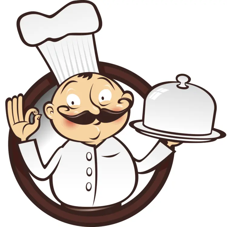 Cartoon Chef Holding a Cloche