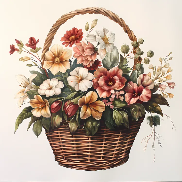 Colorful Flower Basket Arrangement