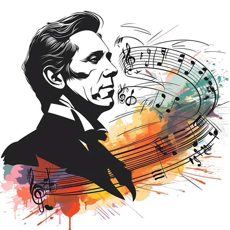 Man with Flowing Musical Notes