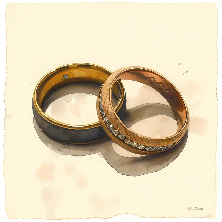 Realistic Wedding Rings Illustration
