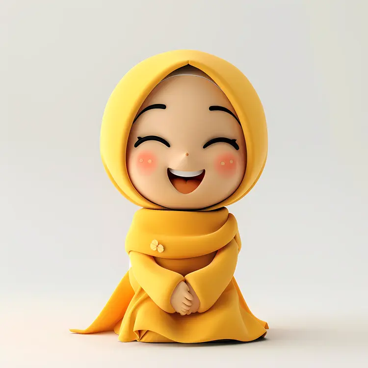 Happy Girl in Yellow Hijab
