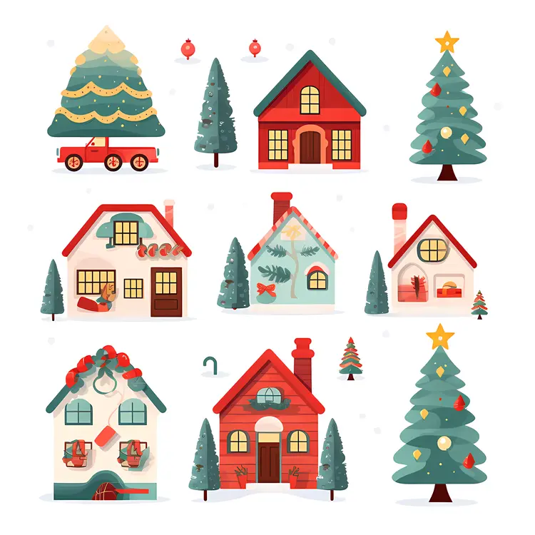 Cute Christmas Houses with Decorations