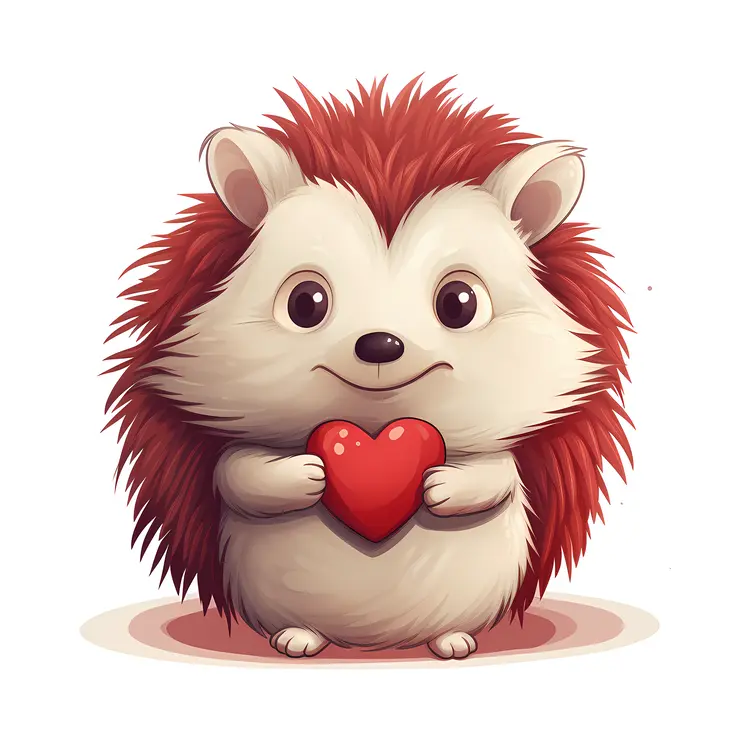 Cute Hedgehog Holding a Heart