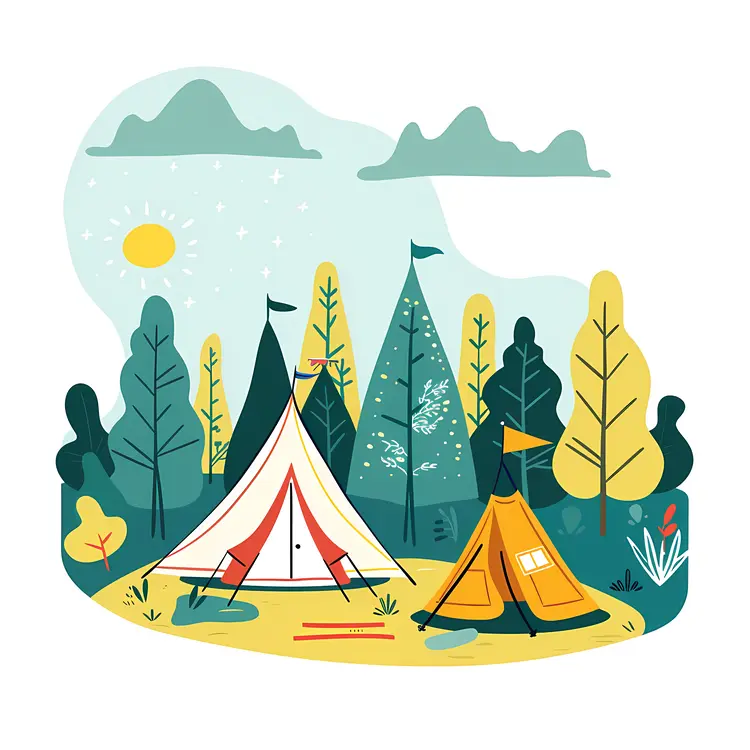 Colorful Camping Tents in Nature