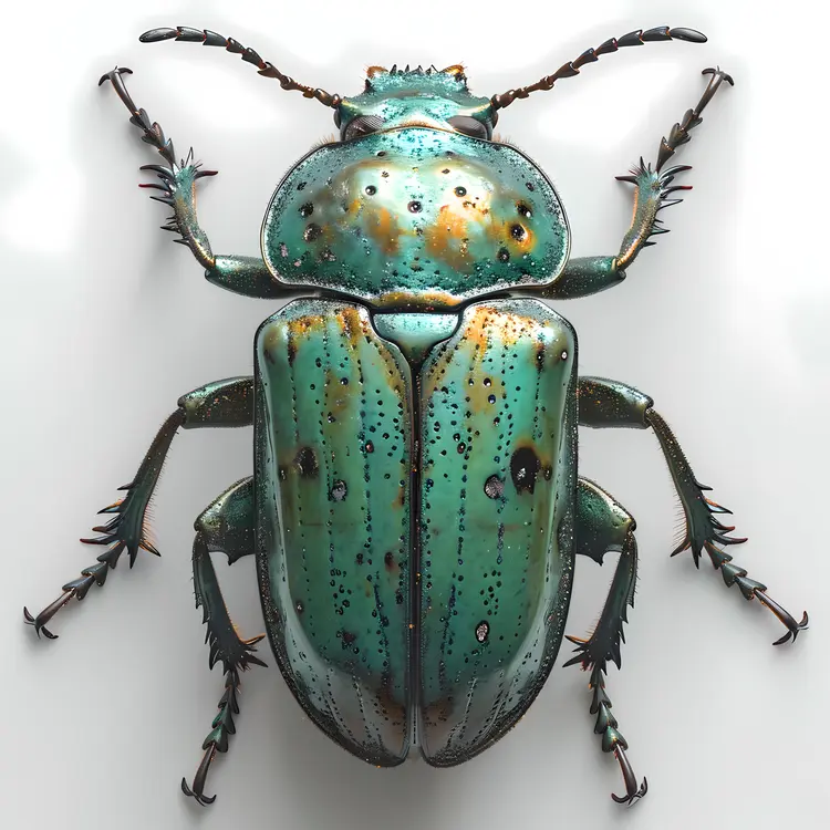 Green Beetle with Detailed Patterns