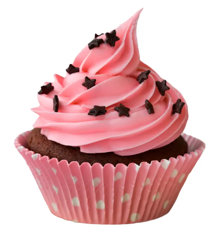 Pink Cupcake with Chocolate Stars
