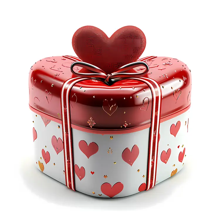 Heart-shaped Gift Box with Red Ribbon