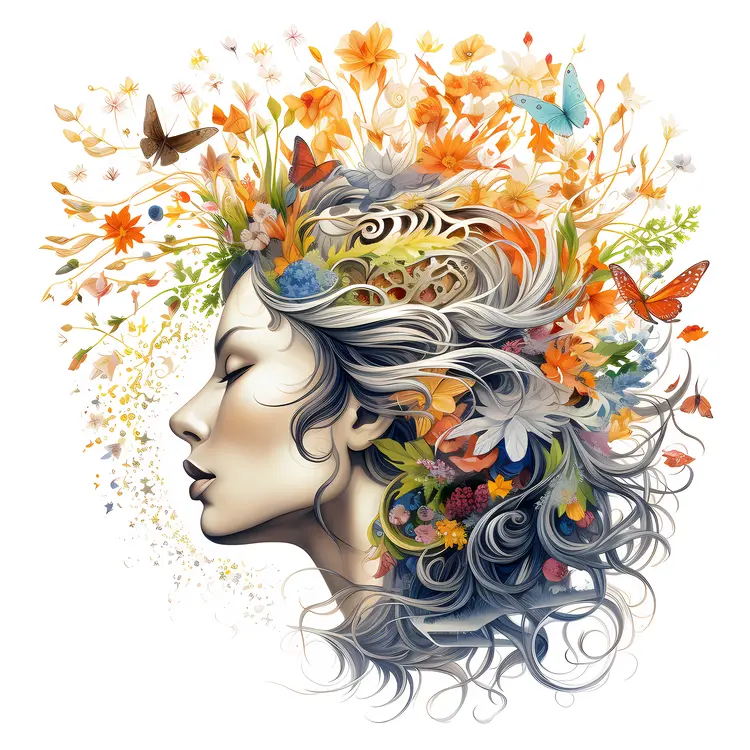 Woman with Floral Hair