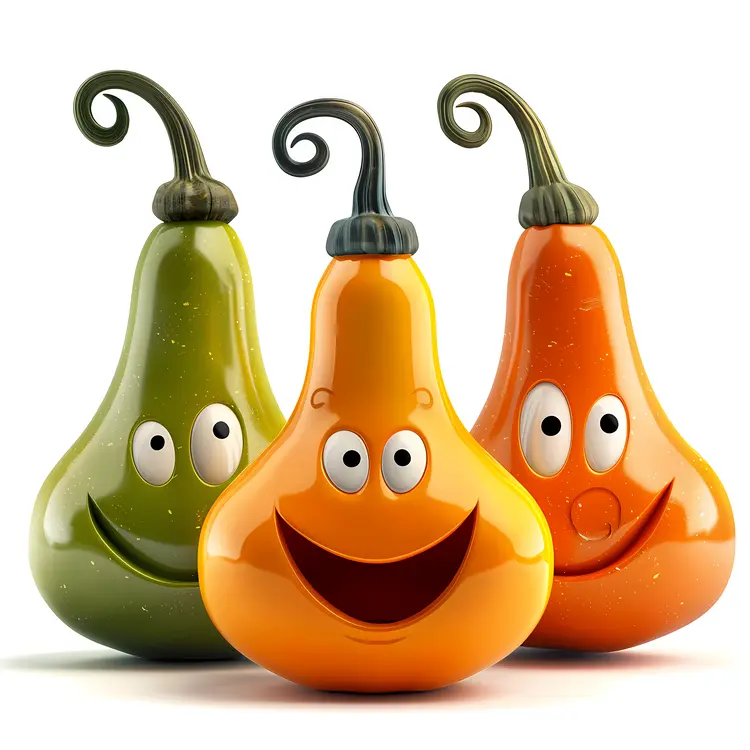 Happy Gourds with Smiling Faces