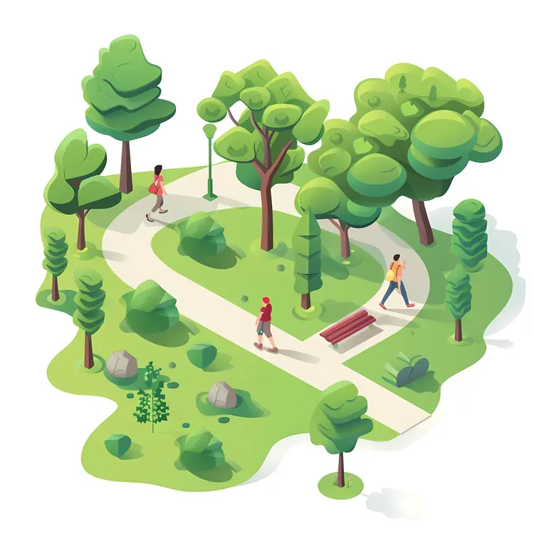 People Walking in a Green Park