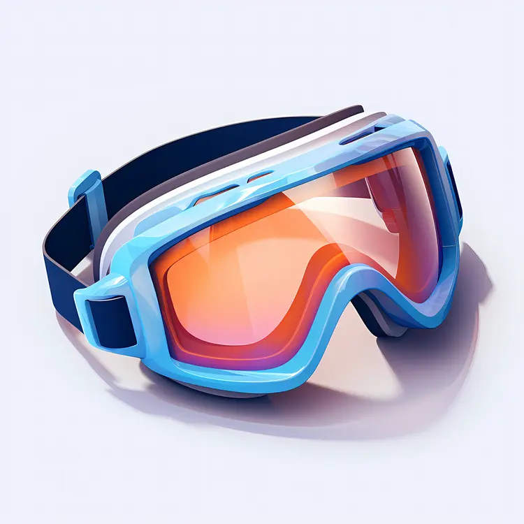 Blue Ski Goggles with Orange Lens