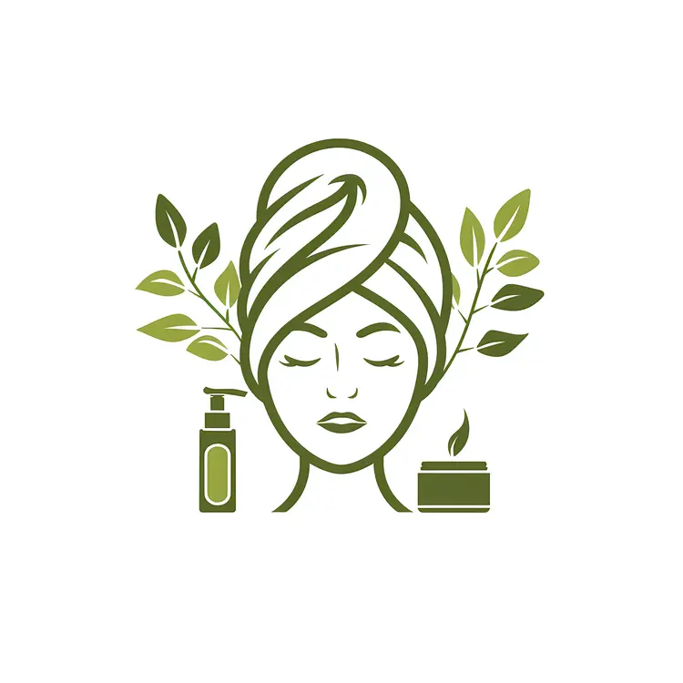 Skincare Icon with Spa Towel and Plants