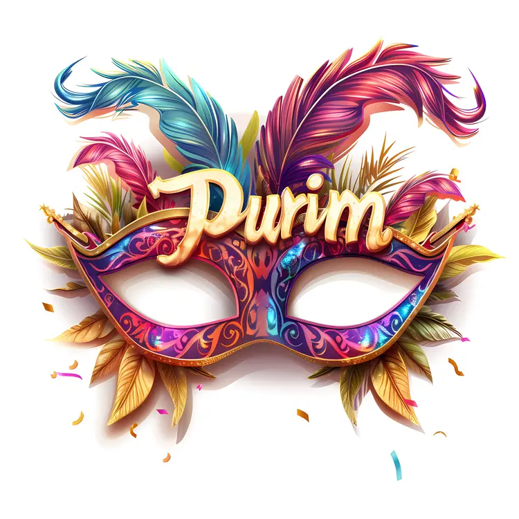 Feathered Purim Mask with Text