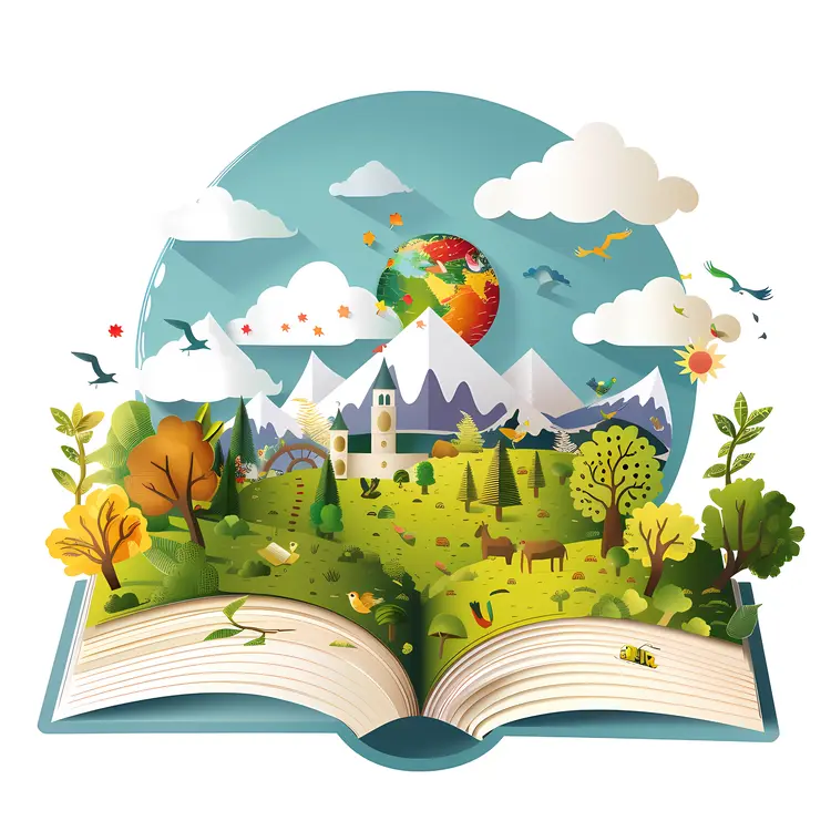 Open Book with Nature and Earth