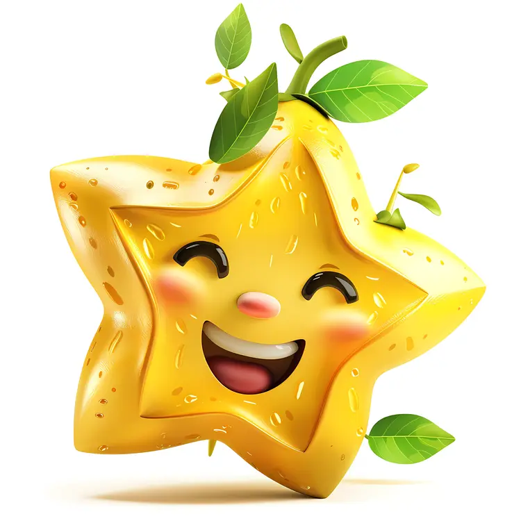 Happy Starfruit with Leaves