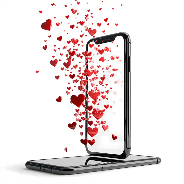 Smartphone with Floating Hearts