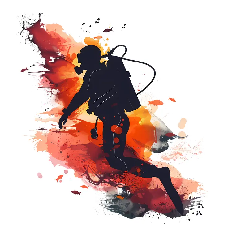 Artistic Scuba Diver Illustration