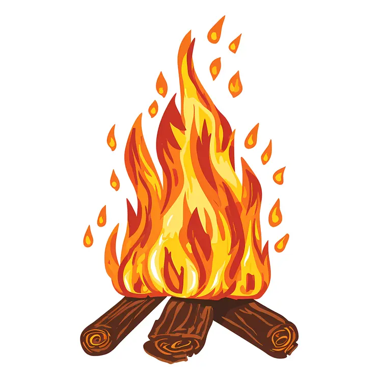 Bonfire with Burning Logs