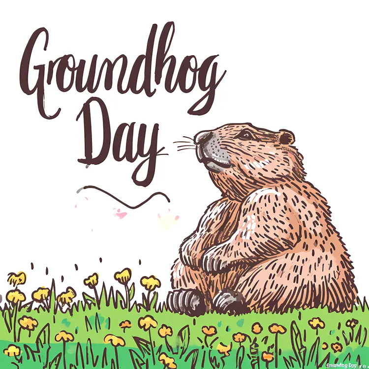 Groundhog Sitting in a Field for Groundhog Day