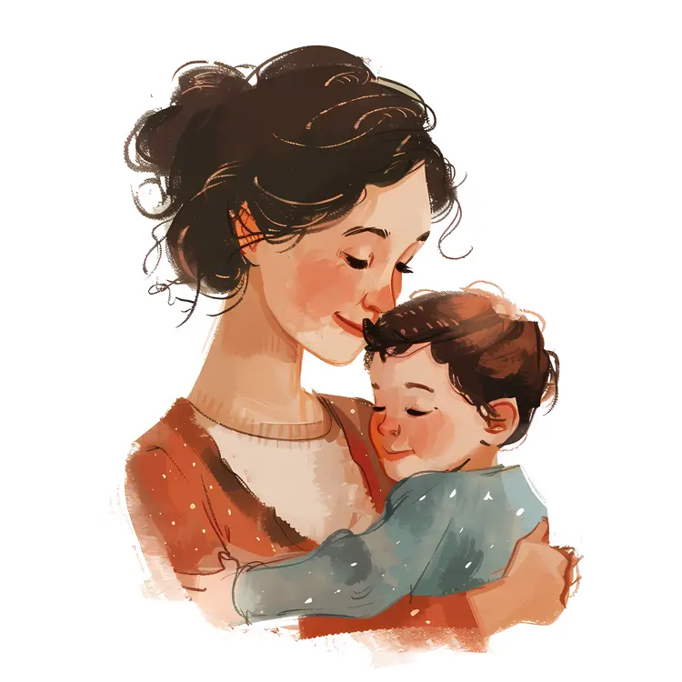 Mother Embracing Child Illustration
