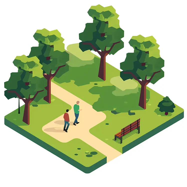 Park with Two People Walking