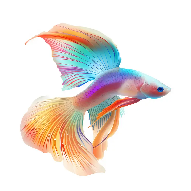 Rainbow Fish with Flowing Fins