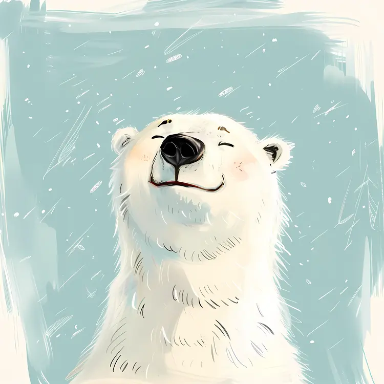 Happy Polar Bear in Snow