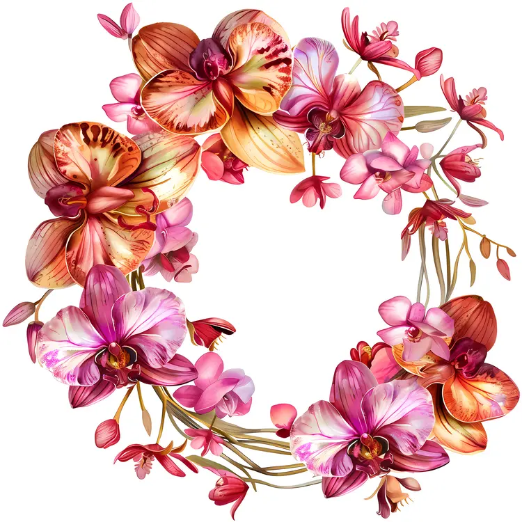 Vibrant Colorful Orchid Wreath