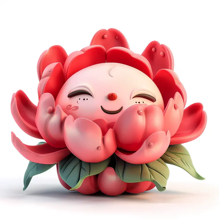 Cute Peony Flower Character