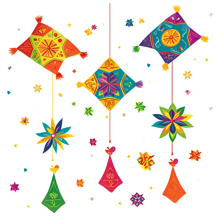 Colorful Kites with Decorative Patterns