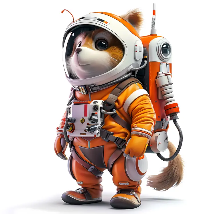 Cartoon Cat in Spacesuit