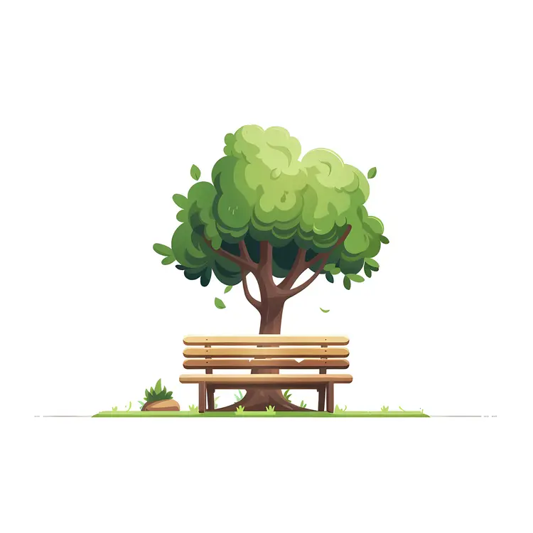 Tree and Bench in a Park