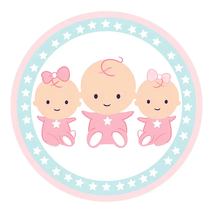 Three Cute Babies in Pink with Stars