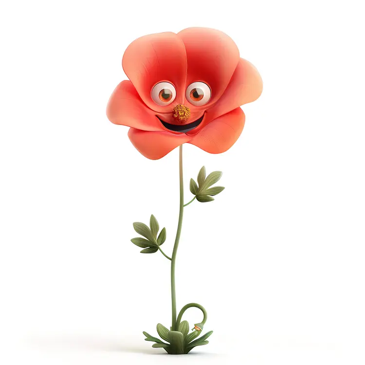 Orange Flower with Eyes Cartoon Character