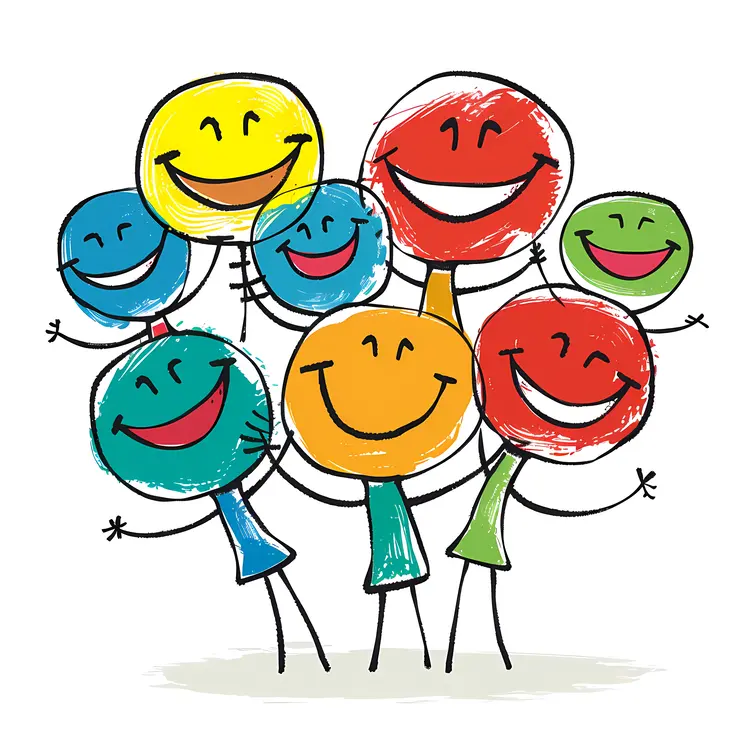 Doodle Smiley Faces in Cartoon Style