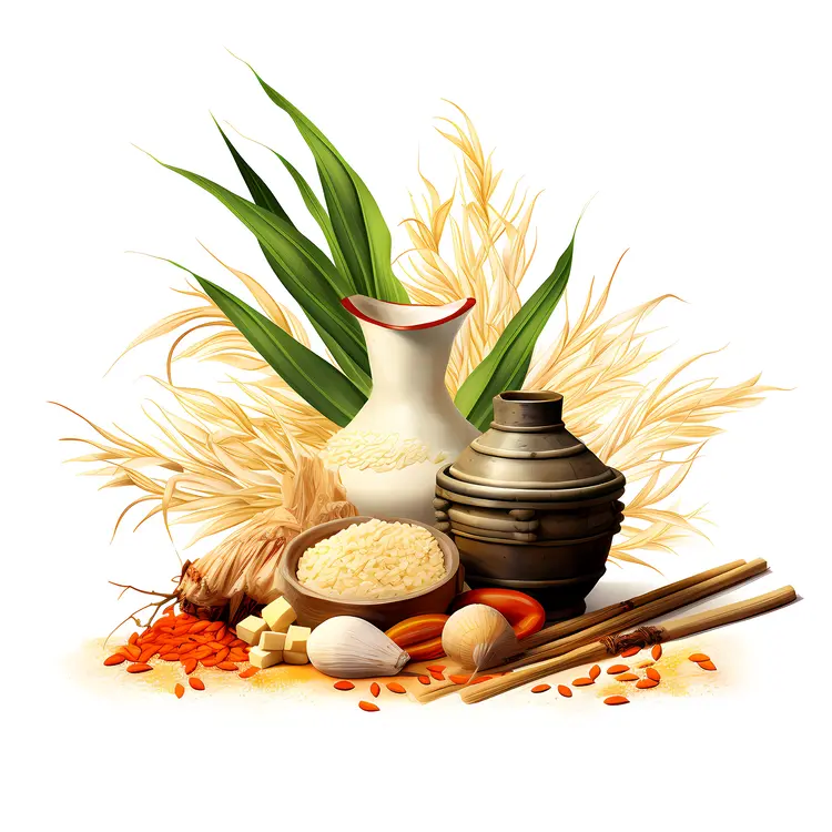 Clay Pots with Rice and Spices