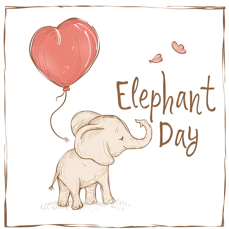 Cute Elephant with Heart Balloon