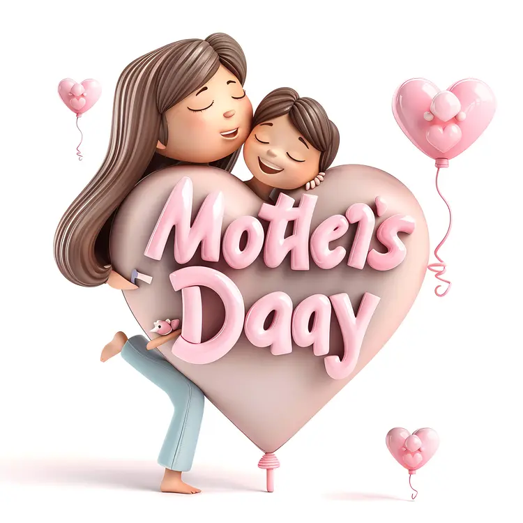 Mother's Day Heart with Mother and Child