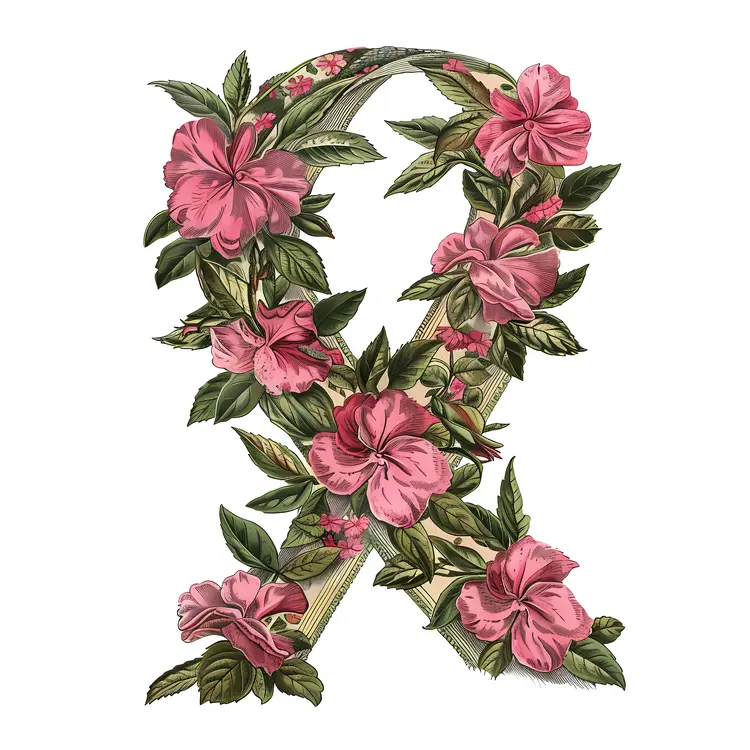 Floral Ribbon with Pink Flowers