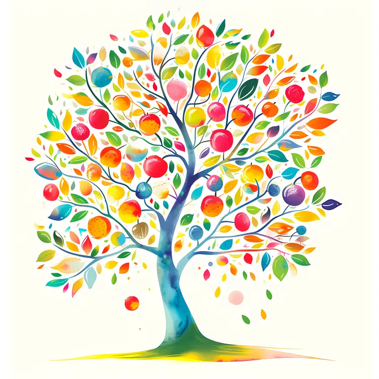 Colorful Fruit Tree with Various Fruits