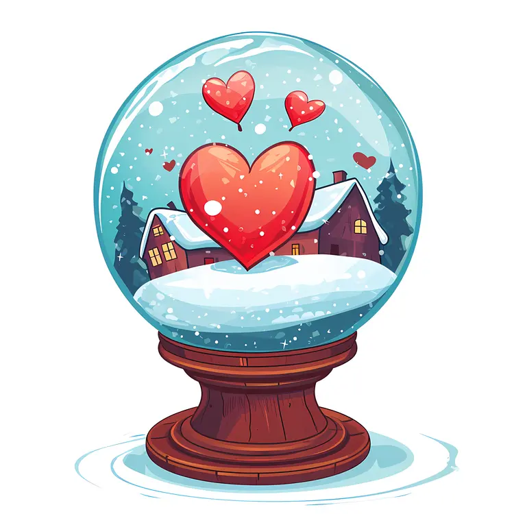 Heart House in Snow Globe