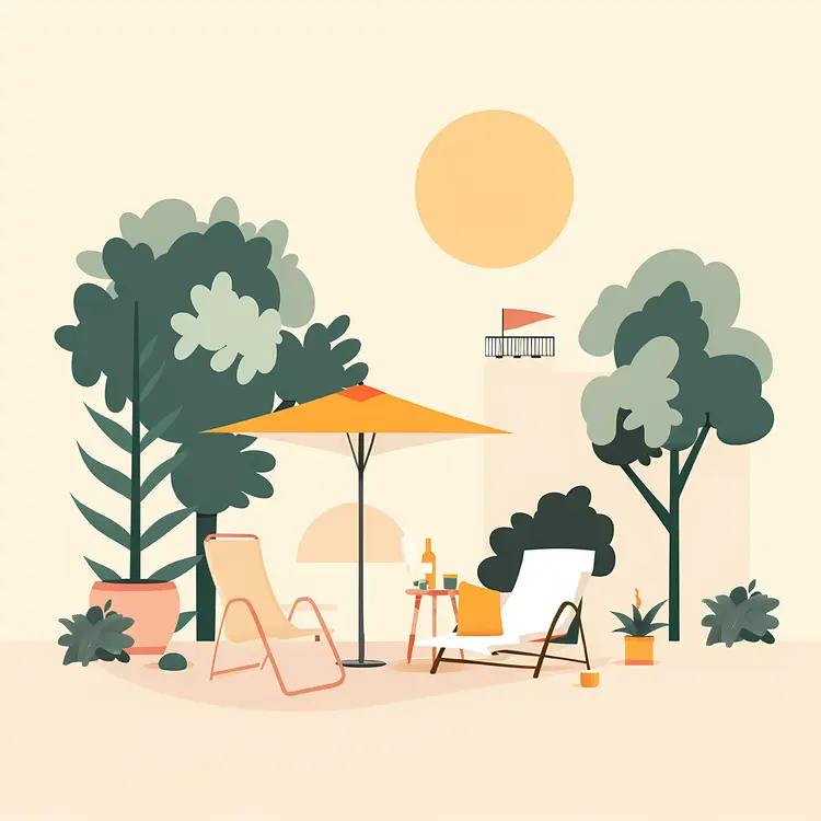 Outdoor Lounge with Umbrella